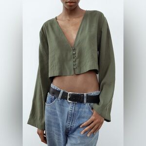 Zara Relaxed Fit Crop Shirt
